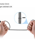 Hands holding Outdoor Travel Security Cable Lock 3mm Braided Steel Wire Rope With Double Loop 3.3ft Length Weatherproof Coated