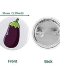 Killer 300 Sets 1.25 Inch Button Maker Supplies Featuring 32 Mm Pinback Parts with a graphic of an eggplant design on the front.