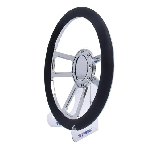 13.8 Inch Racing Steering Wheel With 6 Bolt Mount JDM Style Red Grooved Spokes And Horn Button Durable PU Grip For Racing Simulators