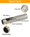 Detailed view of a steel punch from the 12 Piece Hollow Hole Punch Set for Leathercraft, showing anti-slip grip, sharpened edge, and clear scale.