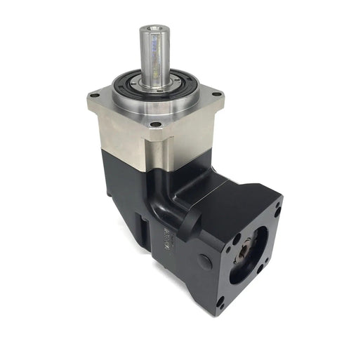 90 Degree Helical Planetary Reducer Gearbox For 1KW To 7.5KW Servo And Stepper Motors Nema42 Nema52 Black Beefy Torque Reduction With 35 To 1 Speed Ratio For CNC Robotic DIY Projects, black metal housing