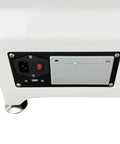 Back panel of the Knockout Precision Digital Rockwell Hardness Tester With Top Shelf Touch Screen LCD showing power switch and USB port.