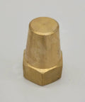 Propeller Shaft Nut For Longtail Mud Motors And Small Boats Like Canoe Gheenoe And John Boat Keyed Tapered Shaft Standard One Quarter Inch By Nineteen BSPP Short One And A Quarter Inch Brass Head Nut Built Tough For Rough Water, showing brass construction.