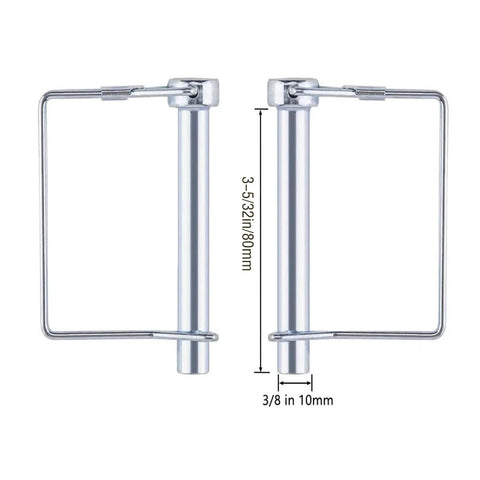 10 Pack Trailer Coupler Pin 3/8 By 3-5/32 Inches Heavy Duty Wire Lock Pins, shown in metallic finish, side view