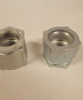Lot Of 3 Fresh 1 Inch 3 Piece Pipe Coupling Steel Fitting Heavy Duty Workhorse NPT Connector showing two steel pipe couplers.