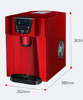 Hella Quick Countertop Ice Maker Machine With Dope Stainless Steel Build And 220V Power, red design, 363mm height, 389mm width.