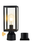 Dusk To Dawn Outdoor Post Light With Pier Mount Base Matte Black Lamp Post Lantern for garden entryways; clear glass, 5-inch fixture