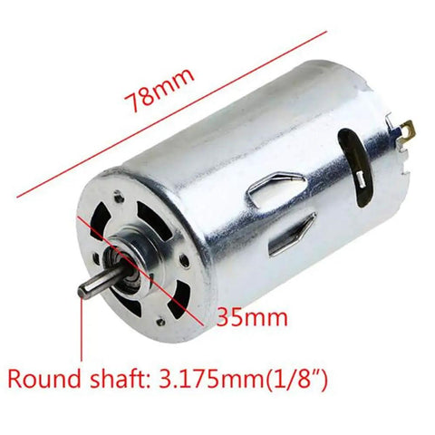 Dimensions of DC 555 motor for DIY Drill Accessory Kit For Lathe And Milling Machines With 12V 36V, showing 78mm length and 35mm diameter.