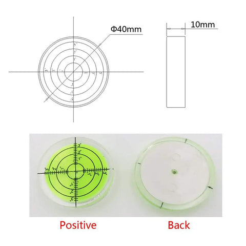 Horizontal Bubble Spirit Level Set Circular Bullseye Level Inclinometer Green 40x10mm Waterproof 4 Pack dimensions and views