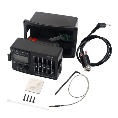 5 Band Acoustic Guitar Preamp Eq With Piezo Pickup, Digital Chromatic Tuner, And Built In Acoustic Amplifier components