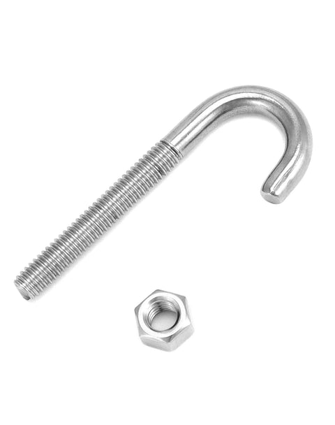 High Strength Steel J Bolt Five Sixteenth Inch Diameter By Three Inch Length With Nut Ten Pack Partial Thread Light Duty Anchor For Wood Concrete And Metal Projects Ideal For Hanging Hooks And Light Fastening
