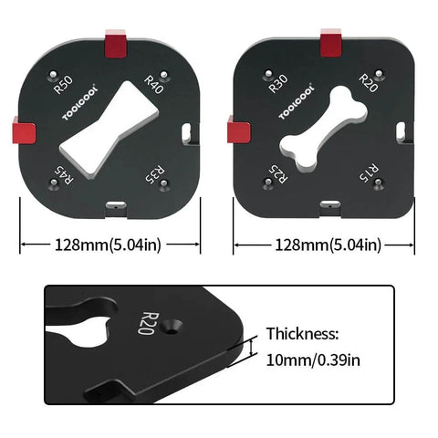 Router Corner Radius Template Kit With Aluminum Alloy Jig, CNC Machined And Anodized, Eight Radius Sizes From R15 To R50