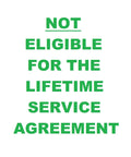 Text stating 'Not eligible for the lifetime service agreement' in green letters