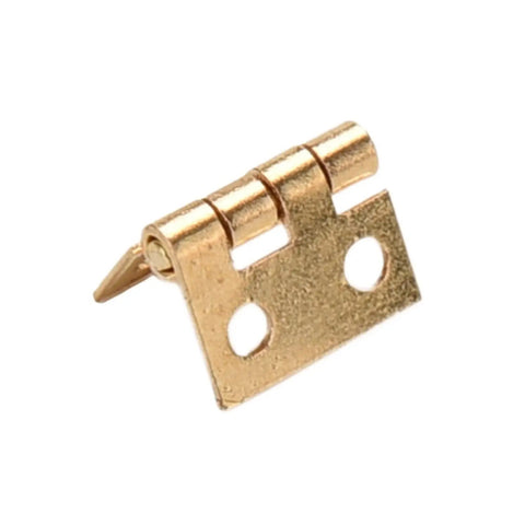 Close-up of a brass-plated mini hinge, part of the Rotating Concealed Hinges For Cabinets And Wooden Boxes, 10 Pcs pack.