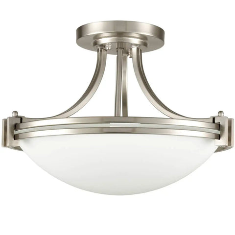 Modern Gold Semi Flush Mount Ceiling Light With Clear Glass Dome Shade Brass Finish Mid Century Style Fixture For Hallway Bedroom Or Kitchen 11.4 Inch