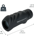Nature 10x25 Monocular For Hiking And Wildlife Viewing Lightweight Travel Ready Tool For Birding On The Go With 10x Magnification And Bright 25mm Lens Built For Outdoor Adventures And Clear Distant Details, black waterproof monocular, 4.4 in long