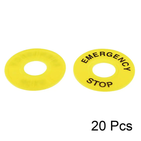 Image of Emergency Stop Ring 20 Pcs Yellow Plastic Warning Sign For Push Button Switch Replacement Fits 22mm Inner Diameter And 60mm Outer Diameter