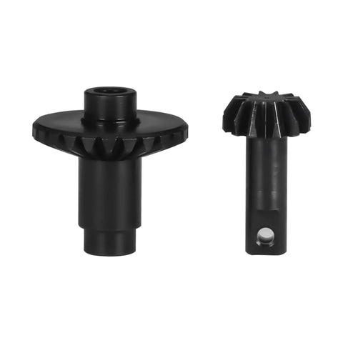 Machined Steel Pinion Gear Set 24T And 12T for one eighteenth scale RC crawler upgrade kit showing differential helical gears
