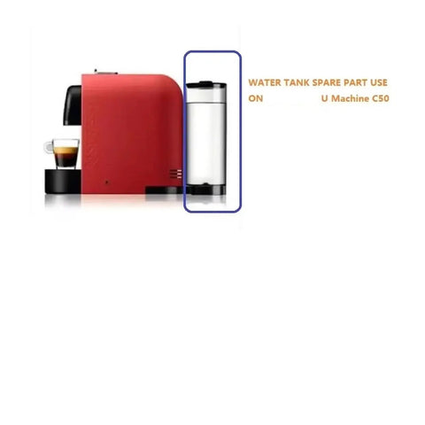 Side view of a coffee maker with Replacement Water Tanks And Covers For U Series C Coffee Makers Easy To Disassemble And Clean Temperature Resistant Storage Tank Kit