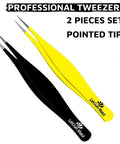 Ultra Precise Pointed Tweezers For Ingrown Hair Removal Extra Thin Stainless Steel Fine Tip Facial Hair Remover Salon Grade Micro Point Tweezers Kit