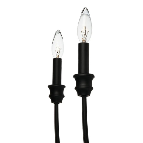 Close up of bulbs on Magnolia Five Light Chandelier In White Washed Wood And Matte Black Metal Finish With Exposed Bulbs For A Cozy Modern Rustic Vibe