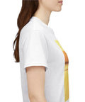 Side view of Outrigger Canoe Sunset Molokai Hawaii Tee Unisex Heavy Cotton Shirt White Size Large With Relaxed Fit