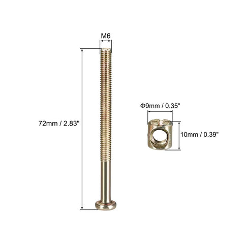 M6 Hex Socket Head Cap Screws And Barrel Nuts Set For Wood Furniture Assembly Zinc Plated Carbon Steel 70 To 110 Millimeter Length Includes Bolts And Nuts