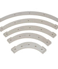 Top Notch Slick Radius Templates And Router Jigs For Crisp Corner Rounding With R100 To R300 Sizes In This Five Piece Set contains curved plastic templates.