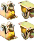 Steel Groove Rigid Caster Wheel 1 Point 2 Inch Diameter 4 Pack V Groove Wheel Sliding Gate Rollers With V Shaped Bracket
