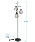 Industrial Tree Floor Lamp With Three Teardrop Cage Heads And ST58 Edison LED Bulbs, tall vintage pole light with sturdy base
