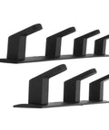 Straight Up Solid Wall Mounted Coat Rack Forged From Premium Space Aluminum Alloy Features Multi Row Layout For Kitchen Bathroom Wardrobe Garage No Sweat Installation In Classic Black Finish Handles Coats Jackets Keys Bags Smooth, showing two rows of hooks.