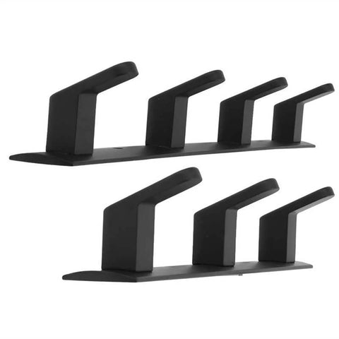 Straight Up Solid Wall Mounted Coat Rack Forged From Premium Space Aluminum Alloy Features Multi Row Layout For Kitchen Bathroom Wardrobe Garage No Sweat Installation In Classic Black Finish Handles Coats Jackets Keys Bags Smooth, showing two rows of hooks.