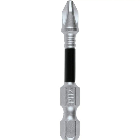 Impact XPS No 2 Phillips 2 Inch Power Bit showing precision tips and torsion ring for impact drivers, delivers 90x longer life