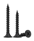 M3.5 Black Flat Head Wood Screws Featuring Phillips Drive for quick fixes, showcasing black self-tapping steel screws.