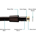 69 Inch Extra Long Stainless Steel Shower Hose With Brass Insert, Oil Rubbed Bronze Finish, hose components detail