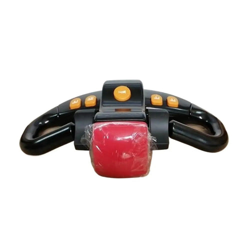 Excavator Tiller Head Operating Handle Actuation Lever With Throttle Controller Replacement Part For Heavy Duty Forklift Machinery features a black and red design with buttons.