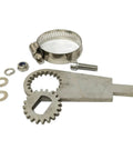 Universal Torque Arm Conversion Kit components for Electric Bikes and Hub Motors 250W-2000W, includes clamp and arm.