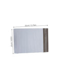 45-degree view of Waterproof Poly Mailer Bags 10x14 Inches White Self Seal Envelopes, showing resealable strip