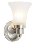 Traditional Style 1 Light Indoor Dimmable Wall Sconce With Frosted Opal Glass Satin Nickel Finish Twist On Off Switch