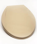 Deluxe Slow-Close Elongated Toilet Seat With Vari-Adjust Lok-Down Hinge And Quik-Lok Mounting Hardware Tool-Free Install in Fawn Beige