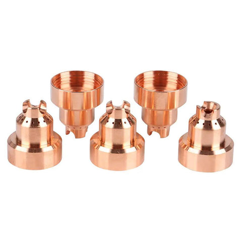 Premium 5 Pcs Plasma Cap 220818 Replacement Parts for 85 And 105 Cutting Torch Consumables, copper construction for heavy duty use.