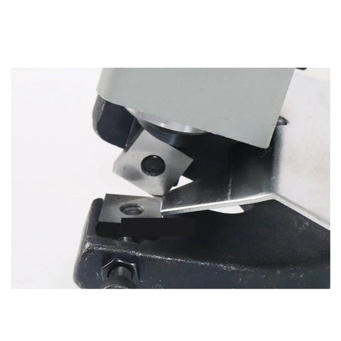 Close-up of cutting blades on Beast Mode 710W Heavy Duty Industrial Electric Shear for Steel Plates Cuts Soft Steel Up to 2.0mm