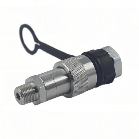 Hydraulic quick-connect coupler, 3/8 in. NPT, knurled metal body with dust caps