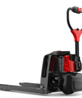 Heavy Duty Full Electric Pallet Jack With 3300 Lbs Capacity And Huge Fork Size side view showcasing durable steel design.