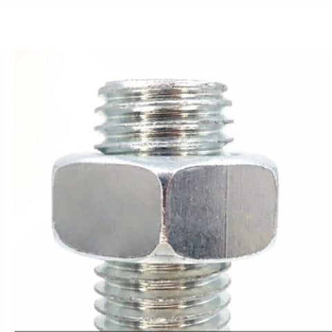 Heavy Duty Adjustable Leveling Feet 4 Piece Set With Threaded Carbon Steel Base, close-up of threaded steel connector for stability.