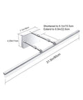 31.5 Inch Dimmable LED Vanity Light For Bathroom Chrome Fixtures Over Mirror With 180 Degree Adjustable Arm White Daylight Glow Easy Wall Dimming Modern Bath Lighting, dimensions shown.