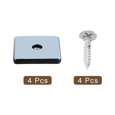 Four Pack Blue Square Furniture Slider Pads Two By Two Inch Screw On Floor Glides For Carpet Hardwood Floors With Self Tapping Screws.
