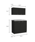 Premium Black Velvet Two Part Storage Cabinet With Separate Upper And Lower Sections For Versatile Home Organization, dimensions displayed.