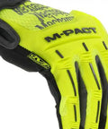 Hi Viz M Pact Gloves With Synthetic Leather And TrekDry Full Finger Anti Vibration Design For Construction Sites, Armortex Palm Padding shown