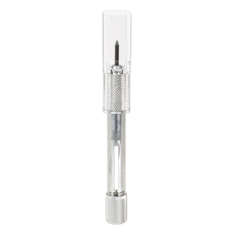 No Fuss Aluminum Beam Compass Ruler Kit With Adjustable Trammel Points and Precision Leads, showcasing a silver drawing tool with cap.
